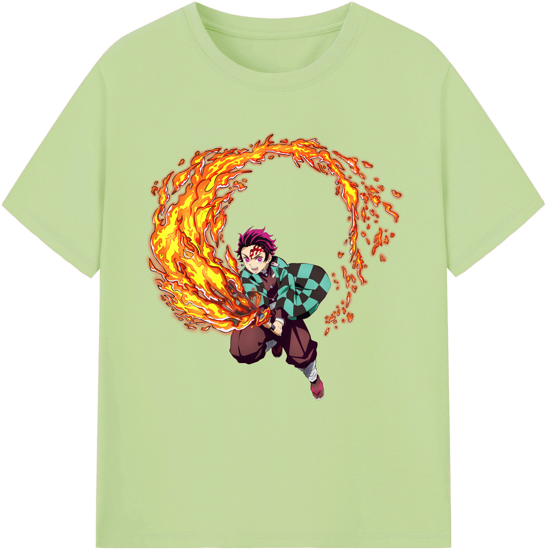 （画像用） 鬼滅の刃 竈門 炭治郎／かまど たんじろう Kamado Tanjirou 綿100％半袖Tシャツ（フロントプリント）